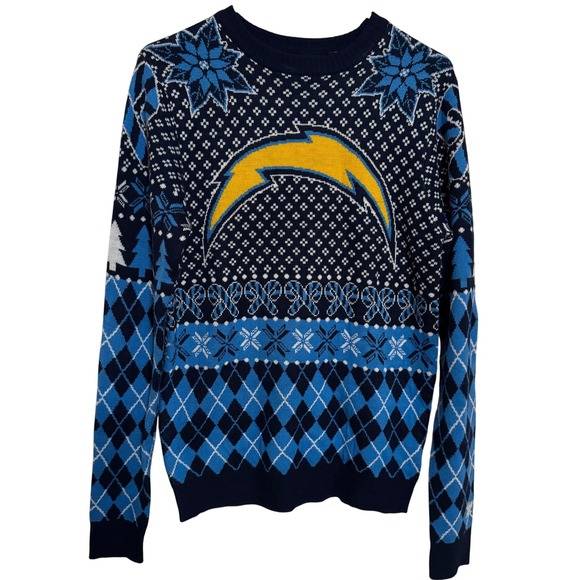 Los Angeles Chargers NFL ugly Sweater Mens Small Christmas pull over party Blue - Picture 1 of 11